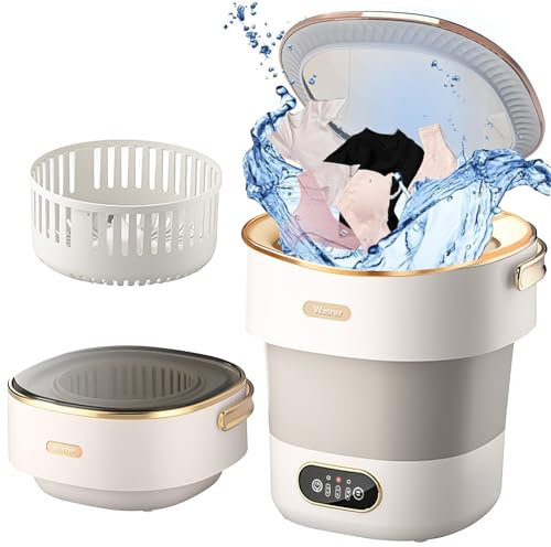 Mini machine à laver pliable 15L, Machine à Laver Mobile 22W, Petite machine à laver avec sèche-linge, 2 en 1, 3 Modes de Nettoyage, pour enfants, pour chaussettes, sous-vêtements, voyages (Gris 13l)