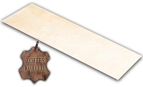 unendlich schoen – Echter Kuhfell Teppich klein, Läufer für Wohnzimmer Flur Eingangsbereich, Rinderfell für kleinere Flächen (Chrystal Weiss, 150 X 46 cm)