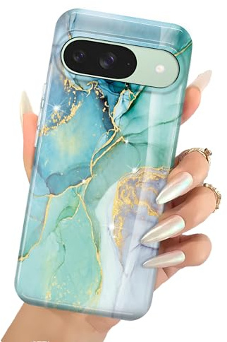 luolnh Schutzhlle fr Google Pixel 9 / 9 Pro, Marmor-Glitzer, Mint Green, Silikon-Schutzhlle mit Stodmpfung und Bildschirm Schutz