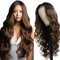 Weeybay Echthaar Perücke für Damen Perücken Body Wave Human Hair Wig 4X4 Lace Closure Highlight Brown 150% Density Unprocessed Remy Hair Glueless for Woman 30 Zoll