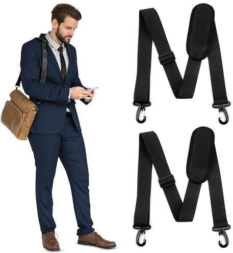 Adjustable Shoulder Strap, 35-63 Straps for Laptop Bag with Extra Thick Padded and Metal Swivel Hook, Comfort Portable for Messenger Briefcases Bag Crossbody Bag Traveler Student Worker (2 Pack)
