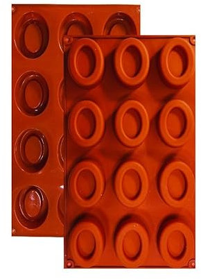 FUNCLIC Moule en Silicone, 1 Moule Savarin avec Revêtement Antiadhésif, Moule en Silicone Pâtisserie pour Muffins, Brownies, Gâteaux, Pudding, Glaçons, Gelée, Quiches (29,5 x 17 cm) – 12 cavités