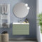 Mobile bagno sospeso 100 cm verde salvia cannettato con 2 cassetti, lavabo in ceramica e specchio tondo 80 cm, GIAVA