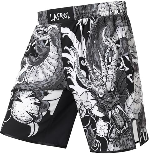 LAFROI Herren Jiu Jitsu MMA Cross-Training Box Shorts Trunks Fight Wear-QJK06 Dragon Size XL