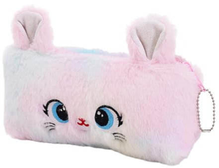 NHQZ Plüsch-Federmäppchen, niedliches Regenbogen-Federmäppchen, große Kapazität, Schreibwaren-Aufbewahrungstasche, Mädchen-Schreibwaren-Federmäppchen, Kinder-Plüsch-Federmäppchen, 1 Stück