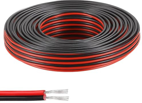 UQTUKO 22AWG Cavo Elettrico, 10M Filo 2 Conduttore Parallelo in silicone a 2 poli da 0,3 mm² Rosso e Nero in Rame Stagnato a Trefoli fili Cavo flessibile per strisce LED 12V