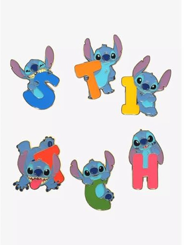 Loungefly Lilo & Stitch: Letters & Poses - Mystery Enamel Pin | Official Cartoon/Animation Merch - Blind Box Enamel Pin Badge for Backpacks, Bags and Jackets - Surprise Gift for Collectors