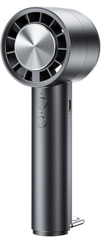 OUILA Mini ventilador portátil de mano con función de compresión de hielo, 4000 mAh, ventilador de mano recargable por USB con 5 velocidades para viajes, camping, oficina en casa, color negro