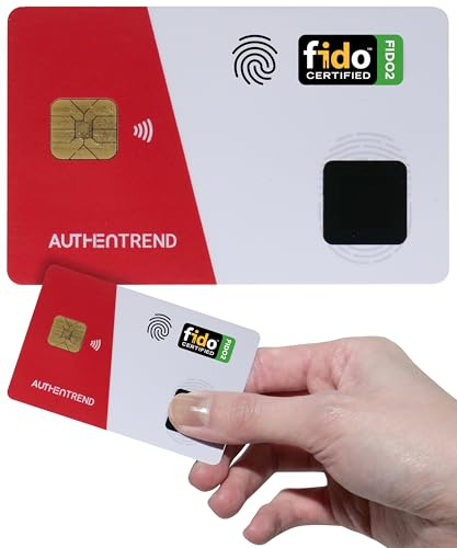 AUTHENTREND ATKey.Card NFC Sicherheitskarte (Biometrie, Fingerabdruckleser, FIDO2, PIV, Digitale Visitenkarte, Zugangskontroll, NFC, Windows, macOS, Smartphones, Secure Element CC EAL6+)