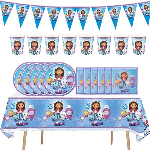 Set Feste Compleanno 71 pcs,accessori per feste di compleanno,Birthday Decorazione Set , decorazione per feste.Tazza, Piatti ,Tovaglie, Tovaglioli, striscione.Adatto per 20 Persone.