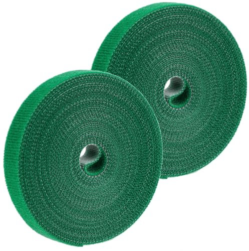 YQQYG 2 PCS Garden Ties for Plants, 0.47 in X 32 ft Plant Tape for Climbing Plants, Green Nylon Plant Support Straps for Broken Stem (Total 10 m/ 32 ft)