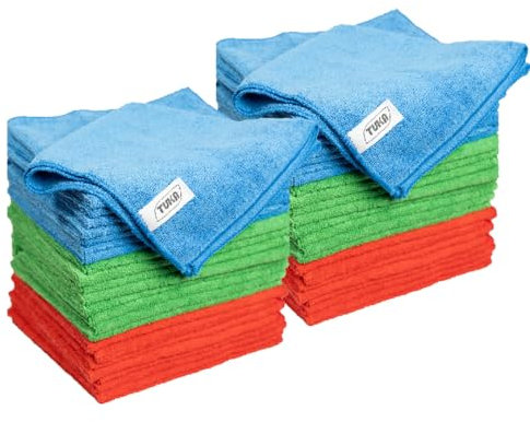 TUKA - 48 Bayetas XL Microfibra Multiuso 40x40 cm - Pack de 48 Bayetas Reutilizables para Limpieza en Hogar, Cocina, Coche, Baños y Oficina - Absorbentes, Suaves y Sin Rayas (48, X Grande)