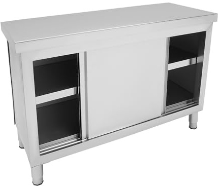 PattenlLevi 120 x 50 x 95 cm Catering Arbeitsschrank aus Edelstahl, Max Tragkraft 400kg, Edelstahlschrank mit 2 Schubladen, Feuchtigkeitsschutz Gastro-Arbeitstisch mit Erhöhte Halter