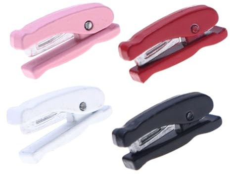 Generisch 4 Stück Mini-Hefter Mini-Dekoration häkeln Mini-Zubehör tragbare Teile Miniaturstühle Puppenhaus Zubehör Mini Büromaterial Mini-Dinge Mini-Puppenhaus- Metall