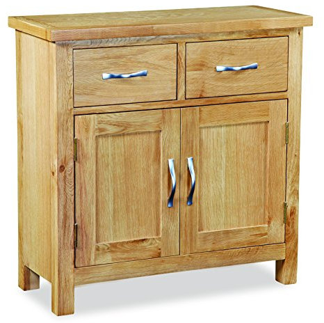 Mini-Sideboard aus massiver Eiche, klassisches Design mit hellem Finish