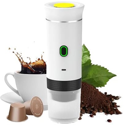 Cafetera Portatil Capsulas 3 en 1 compatible con Nespresso Dolce Gusto y Café Molido - Mini Cafetera Portátil Multicapsulas para Llevar - Maquina Cafe Portatil Pequeña