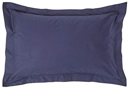 HOMESCAPES Navy Blue Pure Egyptian Cotton Oxford Pillowcase Standard Size 200 TC 400 Thread Count Percale Equivalent Pillow Case Pack of 4