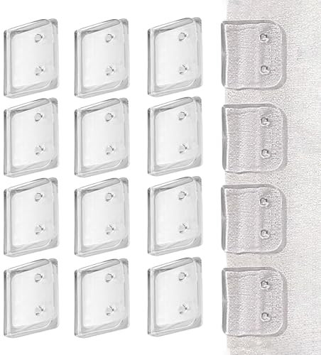 Jubilofex -Clips, Duschclips für Vorhänge, 16 Sets Halterungen für den Splash Guard für Badewannen – Fensterbeschläge, Ringe mit Drapierung, Badezimmerhaken für Badezimmer