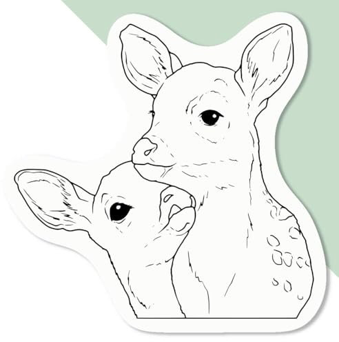 4 x Small 50mm 'Fawn Friends' Permanent Sticker Decals for Cars/Windows/Bins/Walls etc (DW00129796)