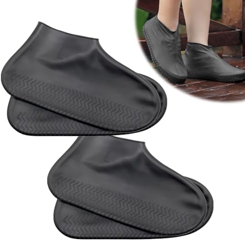 2 Paar silikon schuhüberzieher,Wasserdichte überzieher schuhe Unisex,Einweg/Mehrweg überschuhe,Rutschfest schuhe regenschutz Für Regentag,Schnee,Erdstraße,Strand