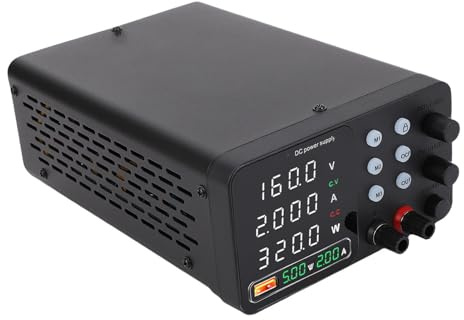 Denash DC Reguliertes Netzteil, Einstellbare USB Fast-Laddatenspeicher OCP Reminder TPS-C1203 0-3A 360W Schwarz, Support Fast Lading, Lange Lebensdauer (EU-Stecker 230V)