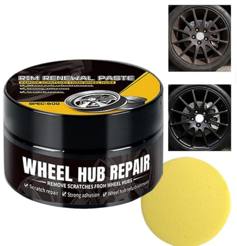 80g Car Wheel Scratch Repair Polish,Alloy Wheel Repair Kit with Sponge,Scratch Remover Kit for Cars,Scratch Repair Polish for Vehicles,Durable Alloy W/heel P/olish,High-Gloss Hubcap Rim R/epair