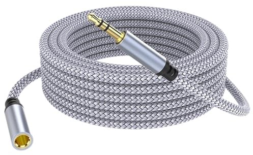 5m cable audio 3,5mm nailon trenzado AUX para auriculares, coche, altavoces | Calidad confiable, diseño práctico y uso versátil para las necesidades diarias.