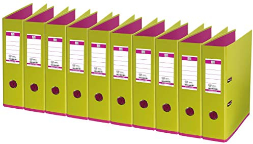 Oxford Ordner A4, myColour, 8 cm breit, zweifarbig hellgrün und pink, 10 Stück