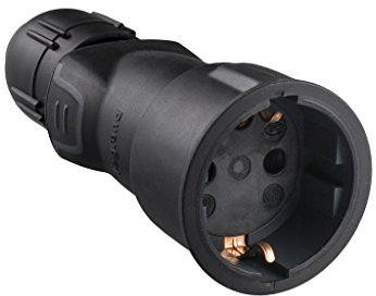 Legrand, 050341 Bases y clavijas - Base de enchufe profesional con prensaestopas en caucho negro, entrada con toma de tierra, base 2 polos+tierra 16A