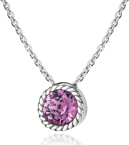 Tuscany Silver Collana da Donna in Argento Sterling con Cristallo Swarovski Viola di Febbraio da 46 cm/18 Pollici
