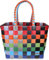 normani® Einkaufstasche Shopper geflochten aus Kunststoff - robuster Strandkorb Vintage Style 38cm x 25cm x 28cm Farbe Classic/Fruit