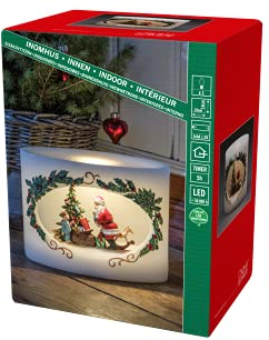 Konstsmide LED Echtwachskerze Weihnachtsmann mit Kind, weiß, mit 5h Timer, weiße Diode, batteriebetrieben, Innen - 1892-100