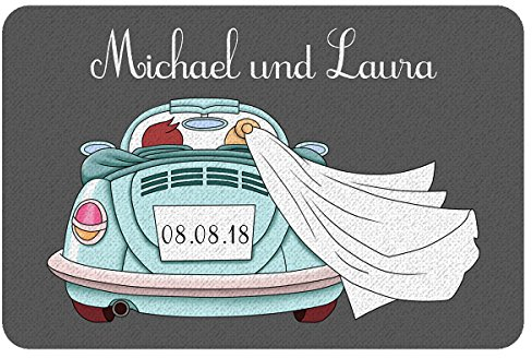 Fußmatte Personalisiert Hochzeit | 60 x 40 cm Fussmatte mit Personalisierung | Hochzeitsgeschenke für Brautpaar Personalisiert | Hochzeit Geschenke Geld | Geldgeschenke zur Hochzeit | Hochzeitsauto