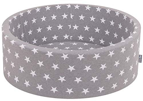KiddyMoon 90X30cm/KEINE Bälle Kinder Bällebad Mit Bällen Spielbällebad Mehrfarbig EU, Grausterne: Grau/Weiß/Hellpink