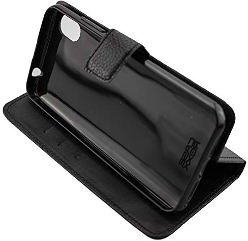 caseroxx Bookstyle Handytasche für Gigaset GS110 in schwarz – Klapphülle mit Kreditkartenfächern, Magnetverschluss, Standfunktion & Rundumschutz für Display und Gehäuse
