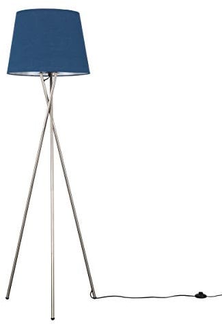 MiniSun | Modern Brushed Chrome Floor Lamp with a Navy Blue Tapered Shade | Floor Lamps & Torchieres, Home Décor & Improvement Essential | Includes 6W LED Bulb [3000K Warm White]