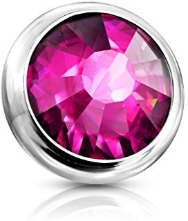 Paula & Fritz® Aufsatz-Dermal Anchor 3 mm Kristall Fuchsia 316L Chirurgenstahl 1,6 mm Gewinde Haut-Anker Skin Diver Implantat Kugel