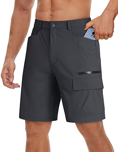 TACVASEN Bermuda Shorts Herren Sommer Halblang Outdoor Wanderhose Kurz Hose Cargohose Taschen Elastisch Arbeitshose (38, Dunkelgrau)