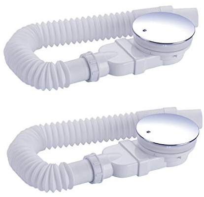 IMPTS 2 set extraflache ablaufgarnitur dusche 90mm, Abfluss Ablaufloch set | für Duschwanne, Duschablauf Siphon mit Geruchsstop, Haarsieb, Flexschlauch
