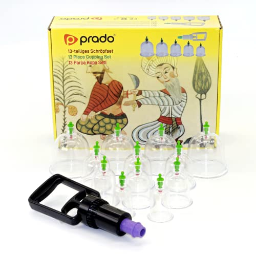 HACAMAT HIJAMA Lot de 12 ventouses chinoises (tasses) et pompe d'aspiration (pompe à vide) 13 pièces Hacamat HIJAMA Kit de ventouses chinoises pour physiothérapie (massage) Soulagement de la douleur