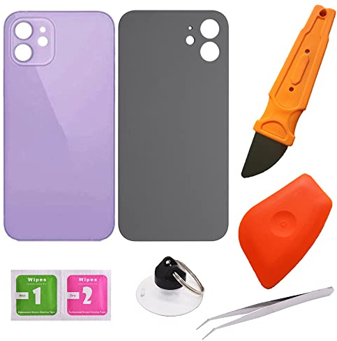THE TECH DOCTOR Coque arrière de rechange en verre pour iPhone 12 Mini - Avec outils - Kit de réparation professionnel (12 Mini, Violet)
