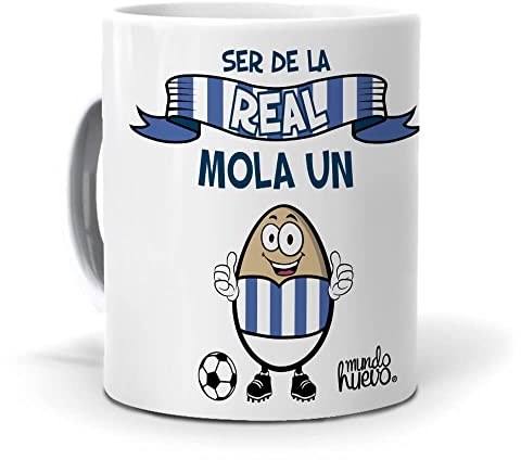 mundohuevo Taza de Regalo | Ser de la Real Mola un Huevo | Taza Equipo de la Real Sociedad | Tazas de Colección de Fútbol | Idea de Sorpresa para los Hinchas de la Real | Cerámica AAA 350 ML