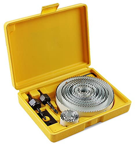 Knpwer Juego de 17 sierras perforadoras, 19-127 mm, acero al carbono, juego de cortadores de sierra perforadora, puntas para madera, placas de yeso, plástico