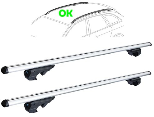 Lupex Shop Barre Portapacchi universali per Auto 120cm - per auto con railing longitudinali non attaccati al tettuccio LS42 Design Registrato