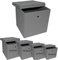 A406 3x Foldable Storage Boxes with Lid Storage Basket with Lid Fabric Cubes with Handles Collapsible Fabric Organiser Clothes Storage Box (X-Large -35x35x35cm, Grey)
