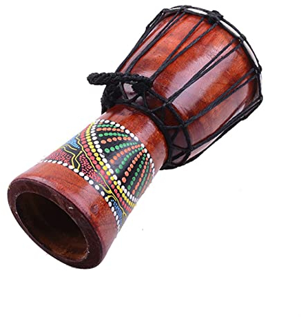 FLFL Djembe Afrikanische Trommel 5-Zoll-Klassische Malerei Hölzerner Afrikanischer Art Tamburin Gemusterter Filmrohr