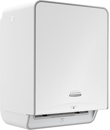 Kimberly-Clark Professional Automatischer ICON-Rollenhandtuchspender (53940), weißes Gehäuse mit weißer Blende im Mosaikdesign; 1 Spender und eine Blende pro Verkaufseinheit