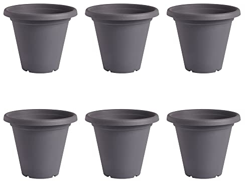 Clever Pots Macetas de plástico, 6 macetas de 20 cm para interiores y exteriores, macetas redondas grandes con agujeros de drenaje, ligeras y resistentes a la intemperie, ideal para terrazas y patios,