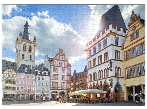 MyPuzzle Trier, Marktplatz mit Steipe im Stadtzentrum der antiken römischen Stadt - Premium 500 Teile Puzzle - MyPuzzle Sonderkollektion von Puzzle Galaxy