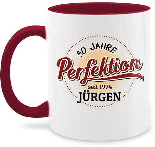 Tasse Tassen 325ml - 50. Geburtstag - 50 Jahre Perfektion - seit 1975-325 ml - Bordeauxrot - mugs for 50th birthday name 50ziger 1973 glühweintassen geschenke zum und fünfzigster 1974 mug mann